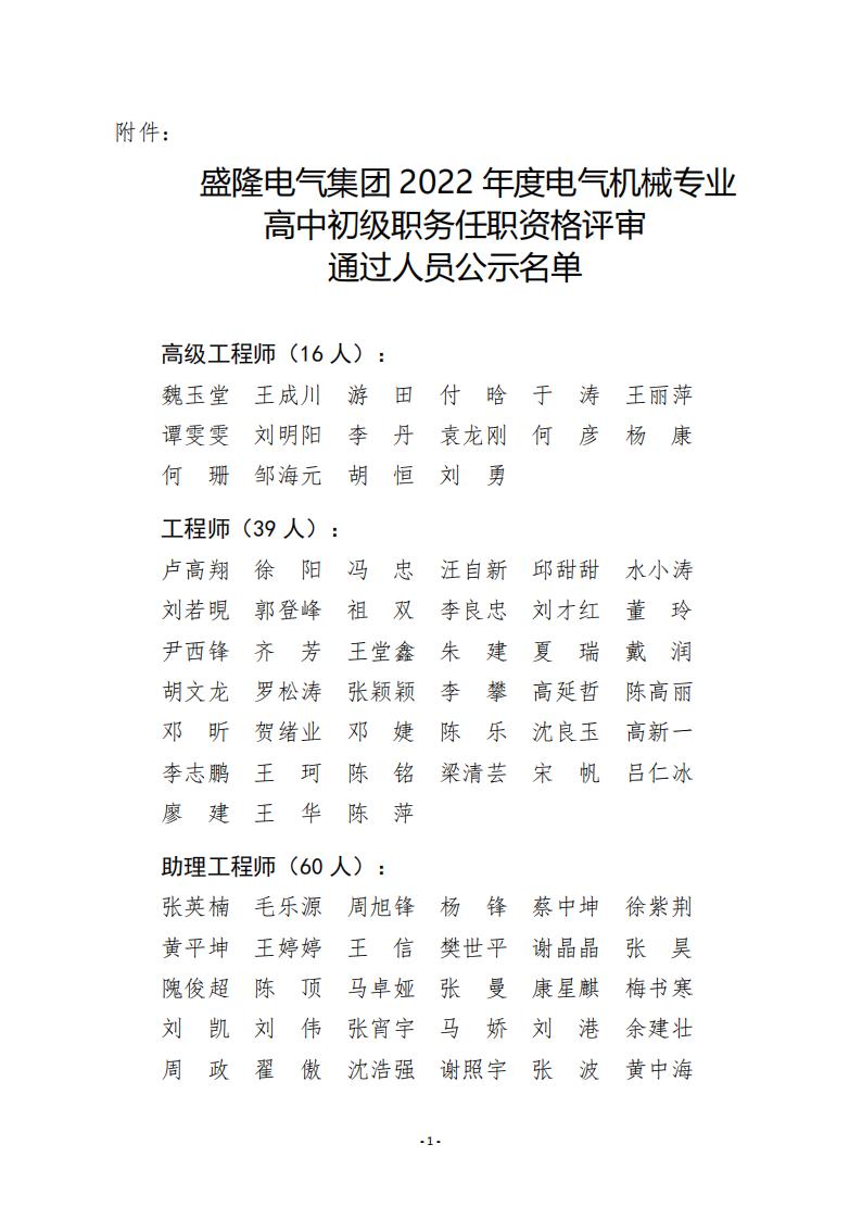 附件：盛隆电气集团 2022 年度电气机械专业高中初级职务任职资格评审通过人员公示名单_00.jpg